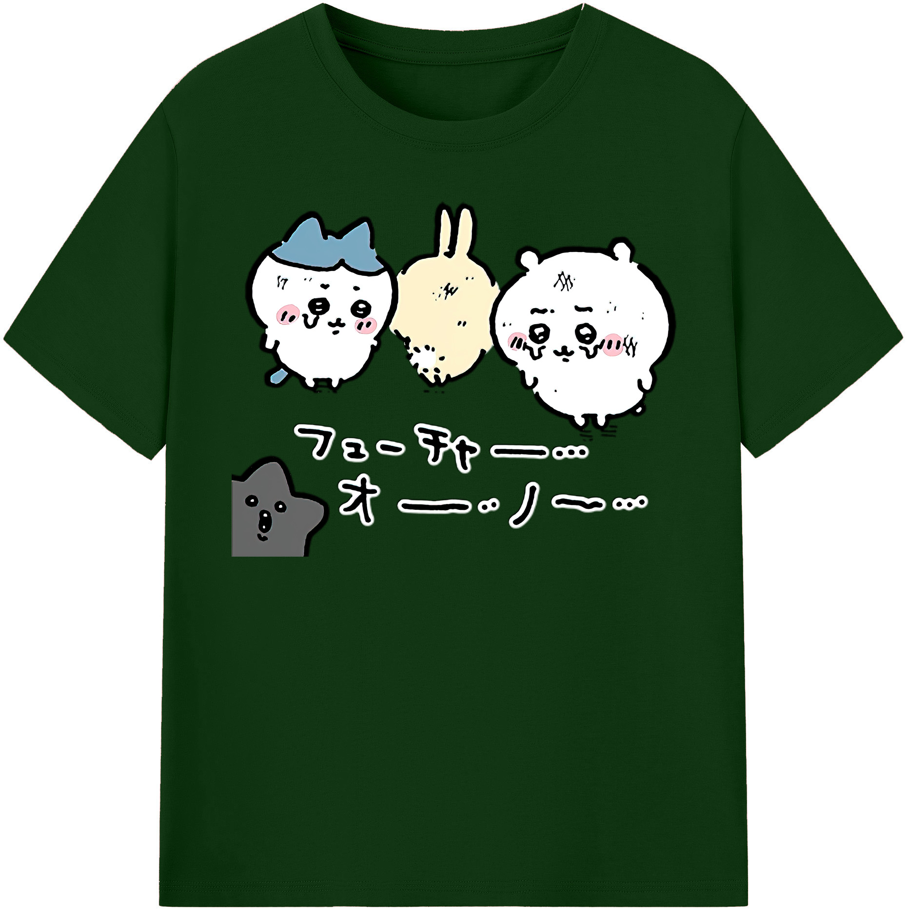 （画像用） ちいかわ ハチワレ Chii-kawa hachiware 綿100％半袖Tシャツ（フロントプリント）